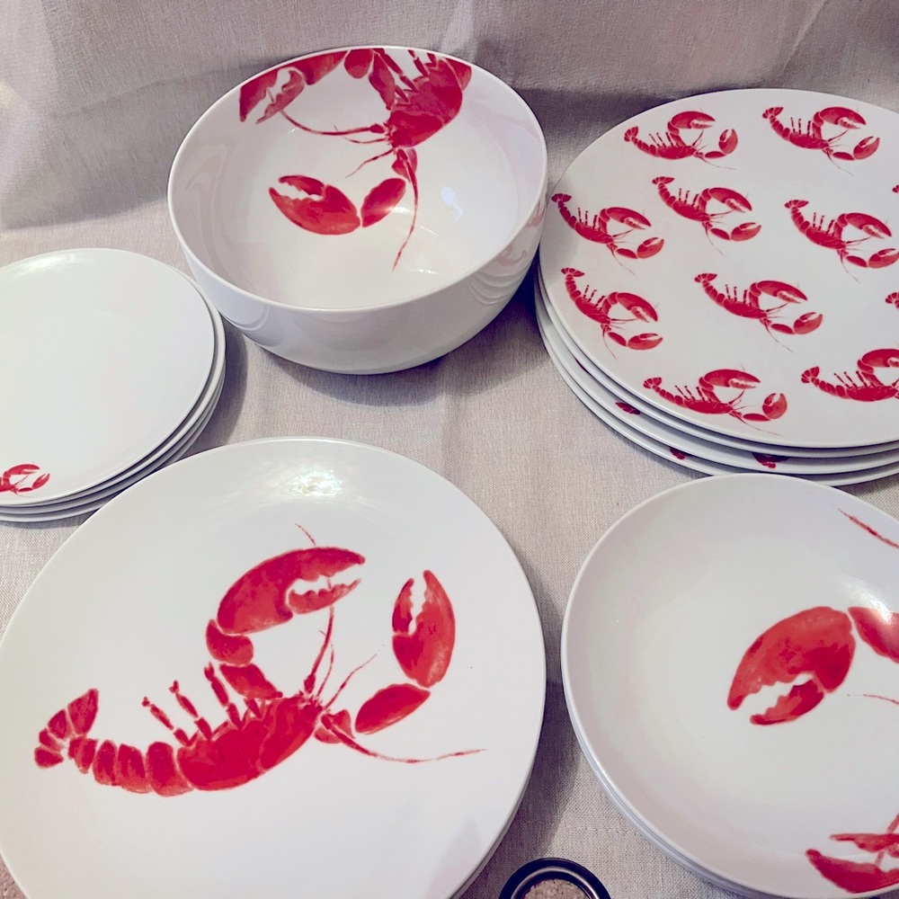 Beautiful lobster dishes set .